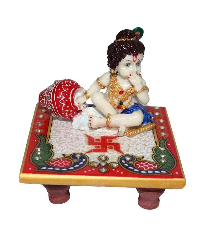 Fashion Bizz Laddo Gopal With Chowki Decorative Showpiece - 10 cm, Pack of 1