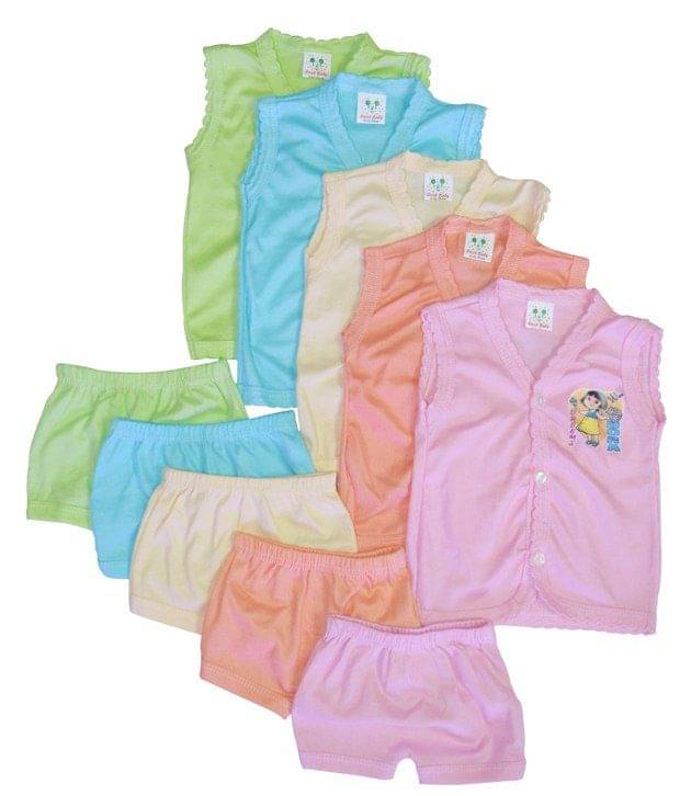     			Cool Baby Set of 5 Front Open  Tops and Matching Shorts For Infants