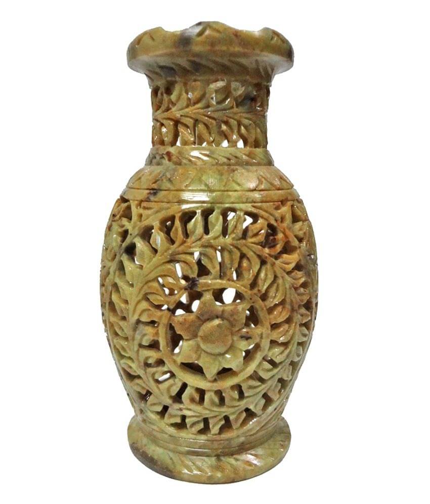     			Avinash Handicrafts Soap Stone Carved Flower Vase - 6 Inch
