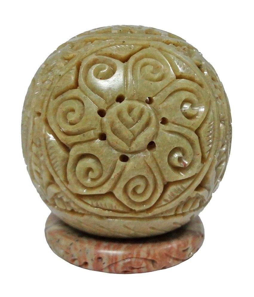 Avinash Handicrafts Soapstone Carved Ball Shape Candle Lamp Avinash Handicrafts Soapstone Carved Ball Shape Candle Lamp
