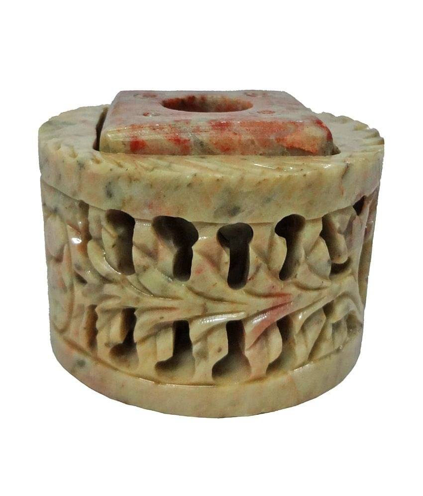     			Avinash Handicrafts Soapstone Carved Round Candle Stand