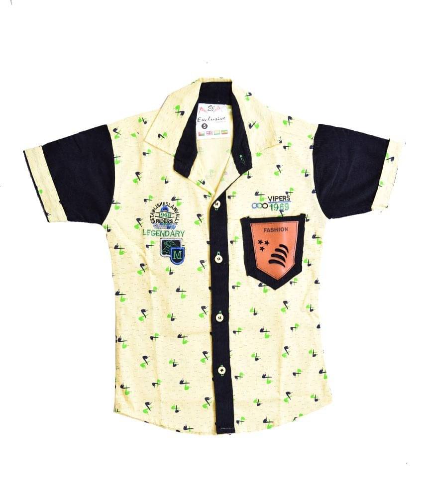     			British Terminal Pack of 1 Boys 100% Cotton Half Sleeves Shirt ( Yellow )