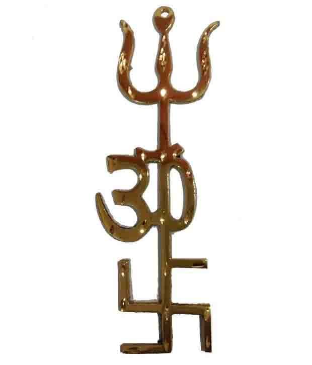 BRASS TRI SHAKTI YANTRA (Swastik Om Trishul Symbol ) FOR LUCK AND PROSPERITY BRASS TRI SHAKTI YANTRA (Swastik Om Trishul Symbol ) FOR LUCK AND PROSPERITY