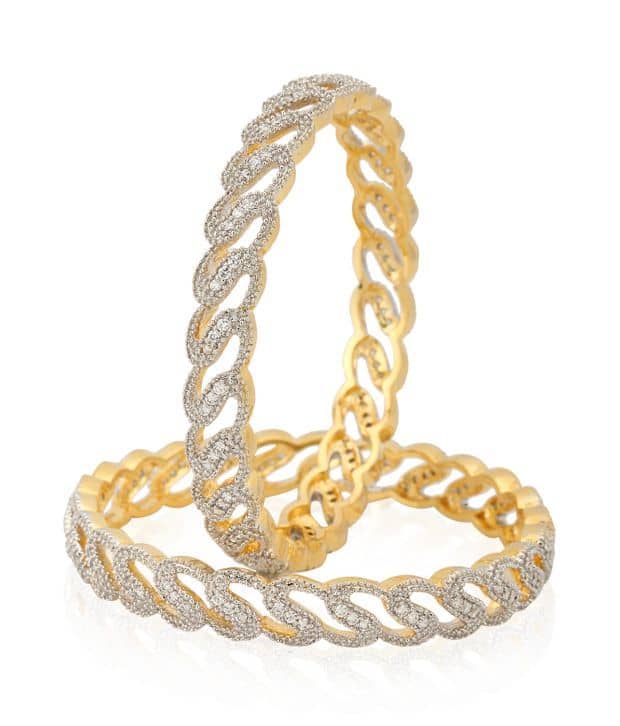 Youbella American Diamond Alloy Golden Bangle Set - Bangles & Bracelets | Buy online on ZillyBuy