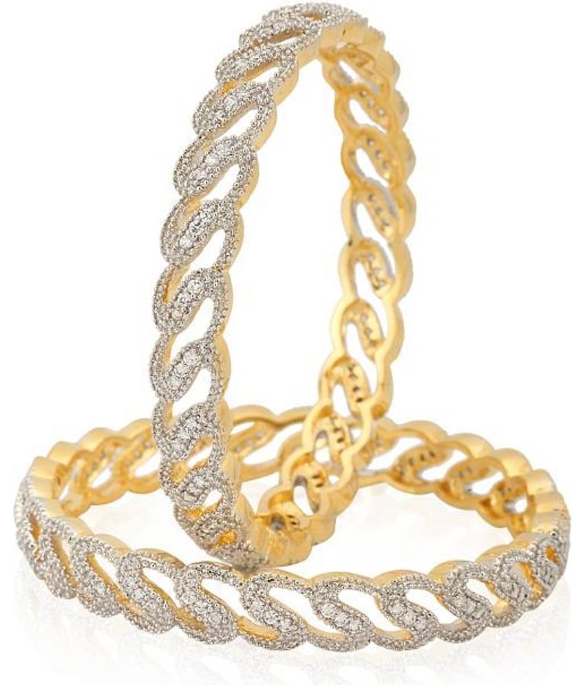 Youbella American Diamond Alloy Golden Bangle Set