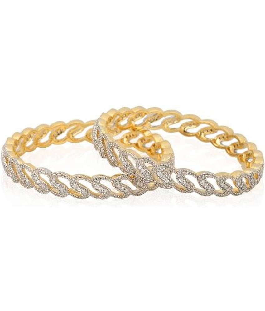Youbella American Diamond Alloy Golden Bangle Set