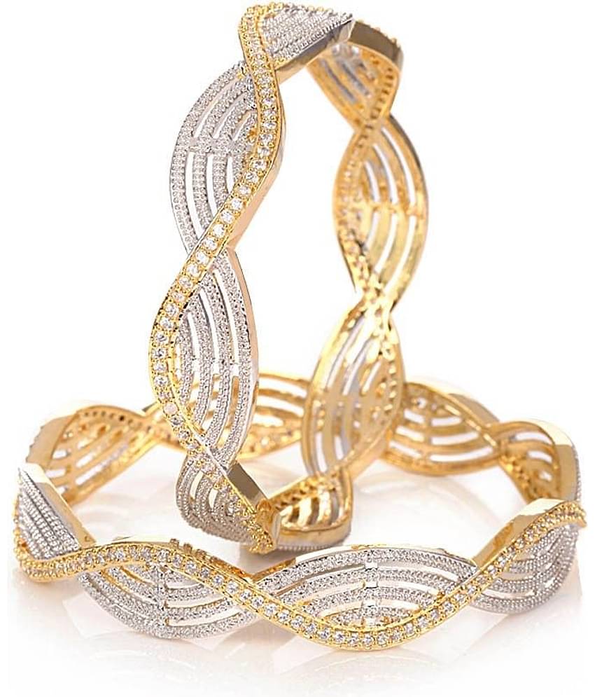 Youbella American Diamond Alloy Golden Bangle Set