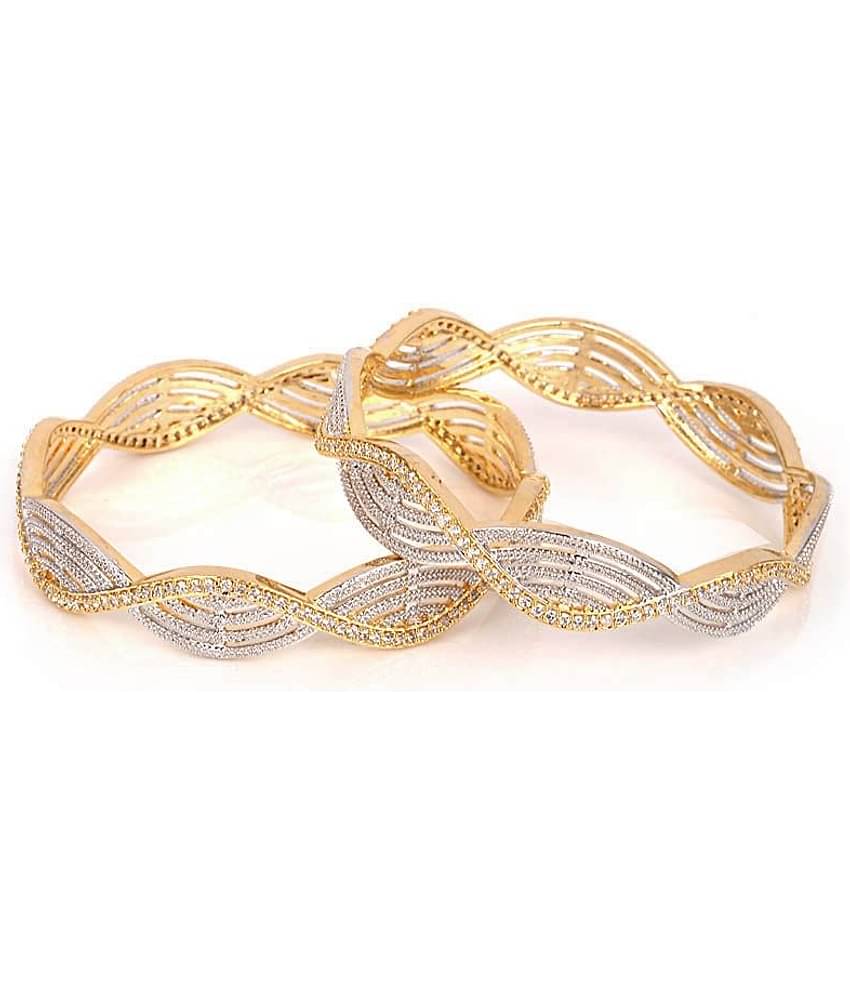 Youbella American Diamond Alloy Golden Bangle Set