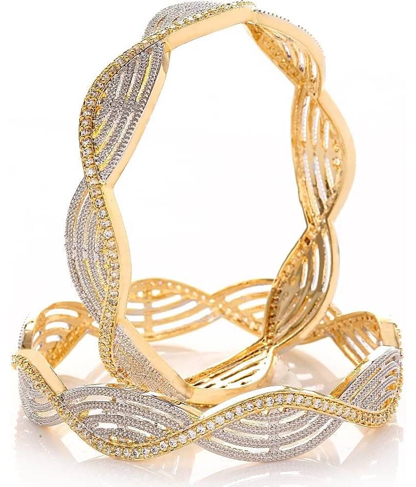Youbella American Diamond Alloy Golden Bangle Set