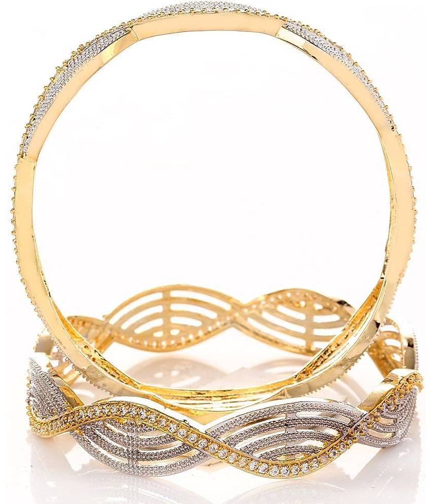 Youbella American Diamond Alloy Golden Bangle Set