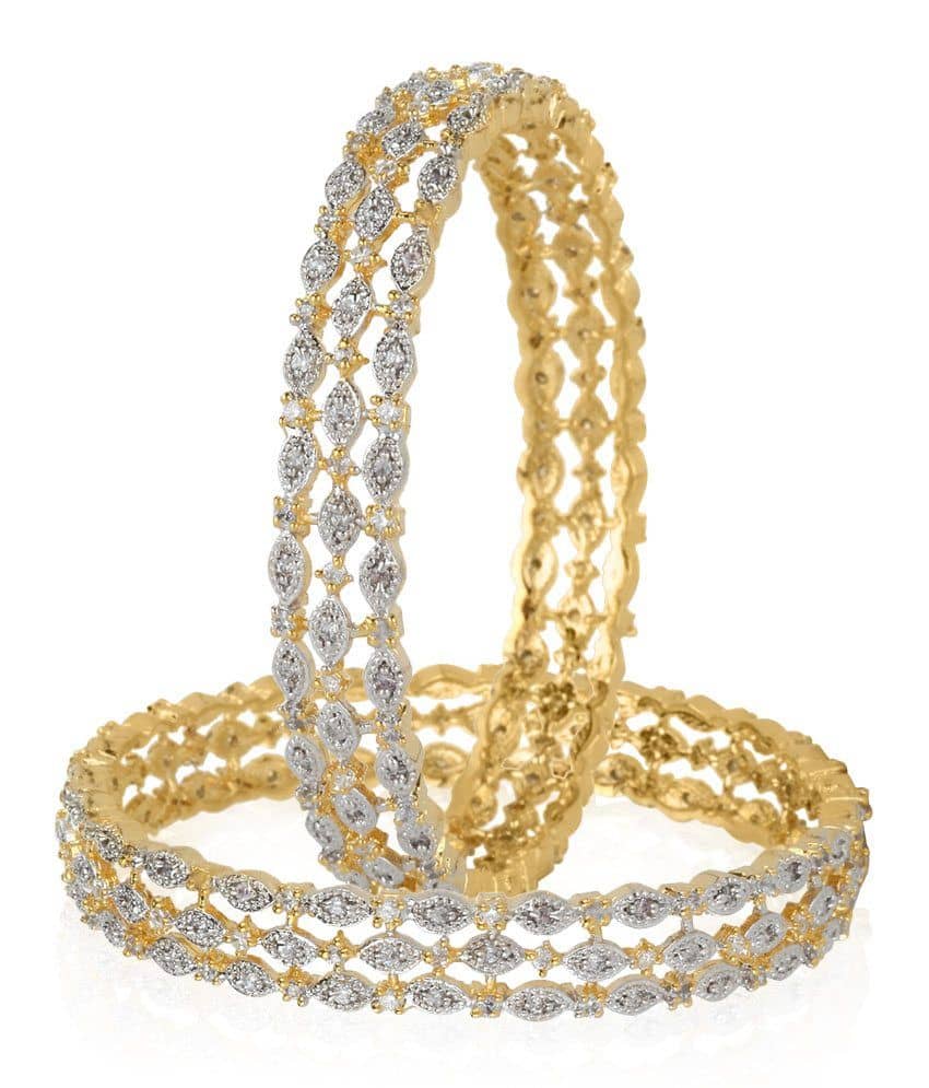 Youbella American Diamond Alloy Golden Bangle Set