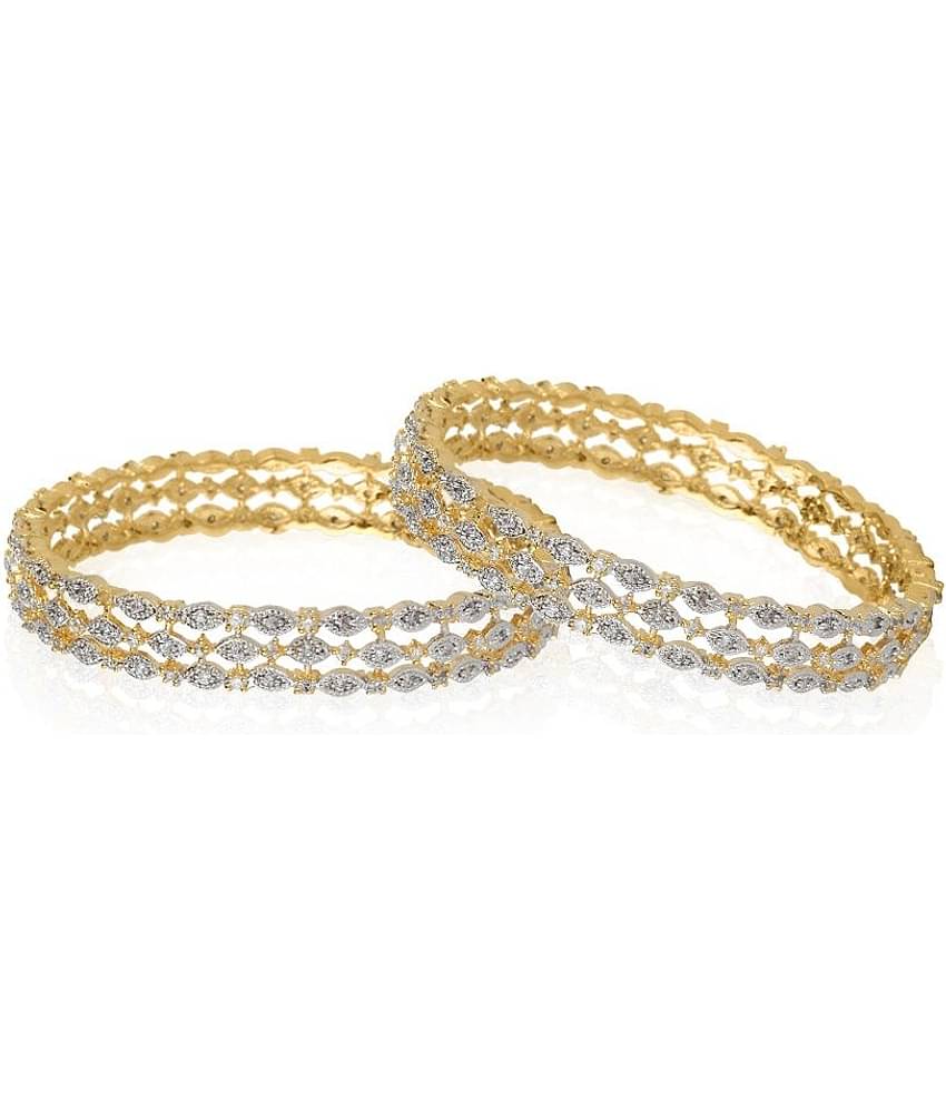 Youbella American Diamond Alloy Golden Bangle Set