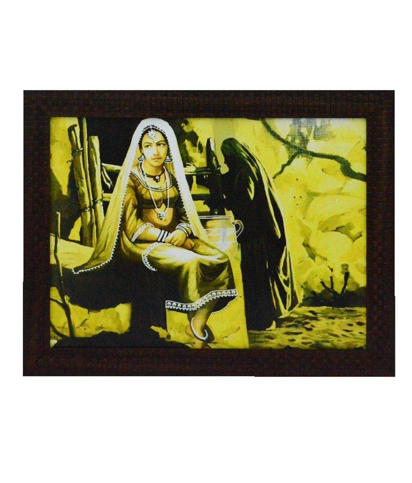 eCraftIndia Village Women Design Satin Matt Texture Framed UV Art Print eCraftIndia Village Women Design Satin Matt Texture Framed UV Art Print