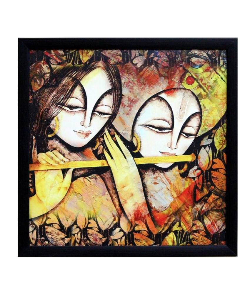 eCraftIndia Radha Krishna Satin Matt Texture Framed UV Art Print eCraftIndia Radha Krishna Satin Matt Texture Framed UV Art Print