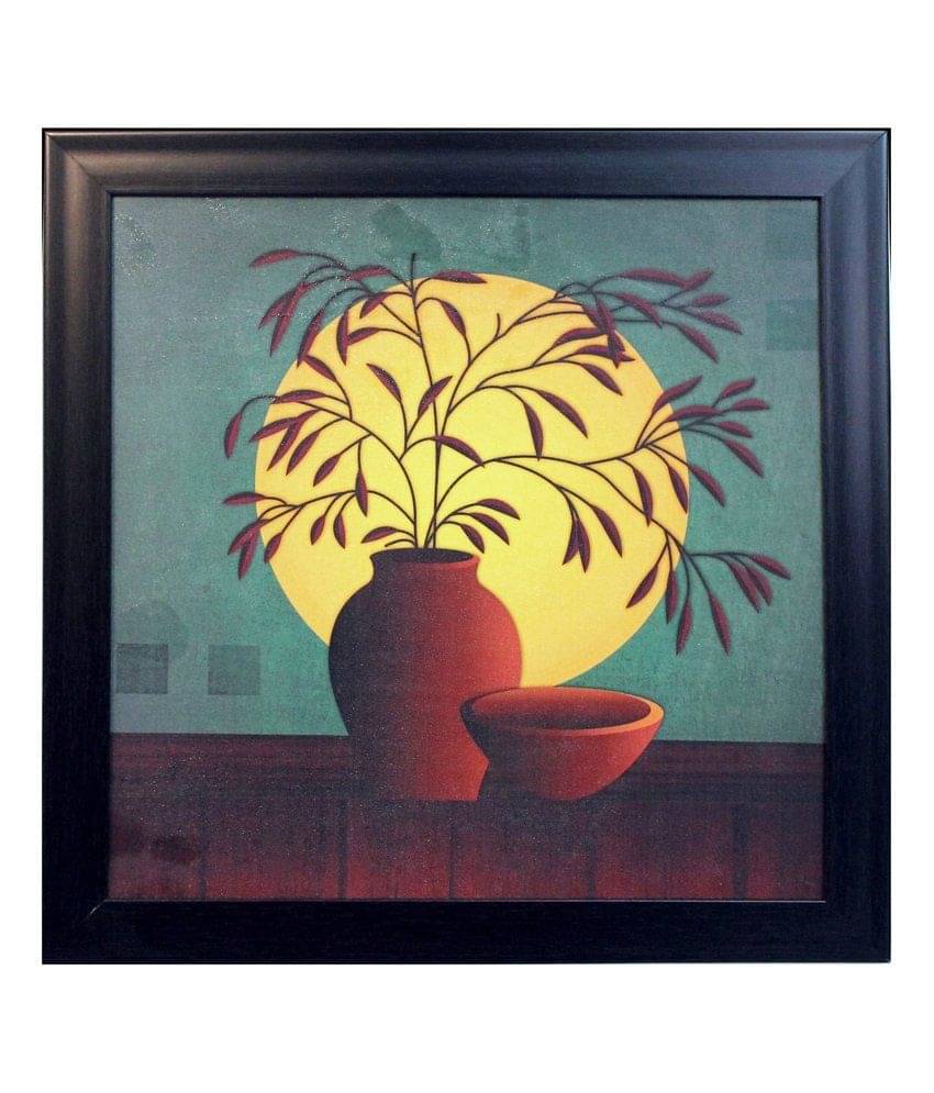     			eCraftIndia Brown and Yellow Synthetic Wood Still Life Painting