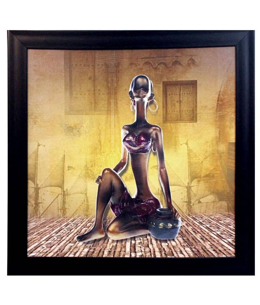     			eCraftIndia Brown and Yellow Synthetic Wood Abstract Painting