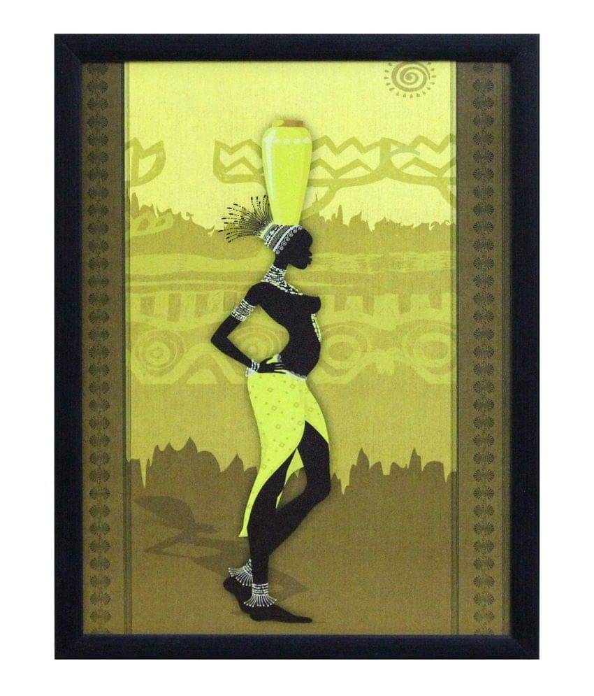 eCraftIndia Tribal Women Theme Satin Matt Texture Framed UV Art Print eCraftIndia Tribal Women Theme Satin Matt Texture Framed UV Art Print