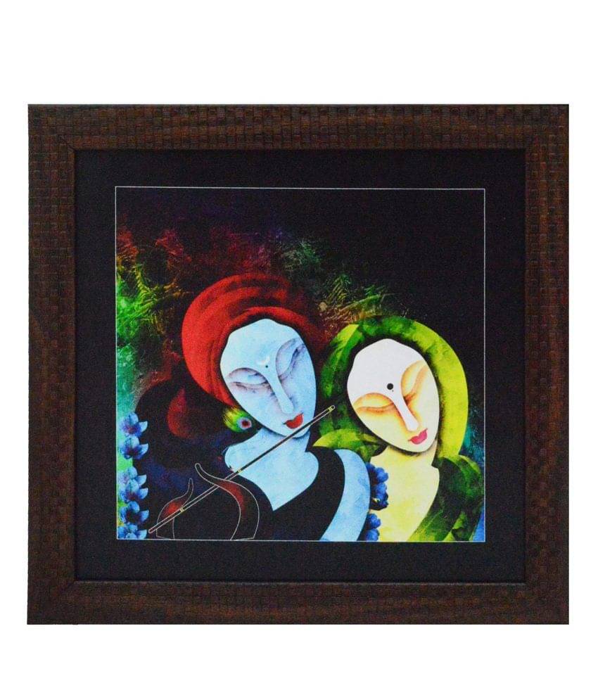 eCraftIndia Radha Krishna playing Flute Satin Matt Texture Framed UV Art Print eCraftIndia Radha Krishna playing Flute Satin Matt Texture Framed UV Art Print
