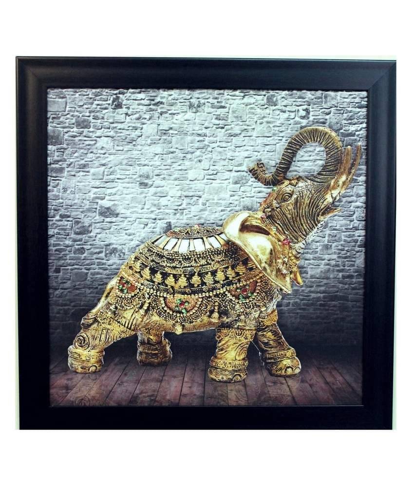 eCraftIndia Jewelled Elephant Design Satin Matt Texture UV Art Painting