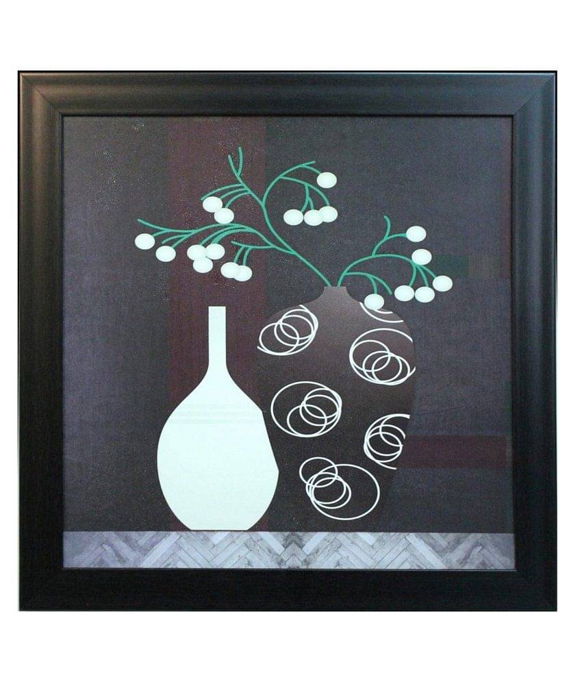 eCraftIndia Grey and White Synthetic Wood Still Life Painting eCraftIndia Grey and White Synthetic Wood Still Life Painting