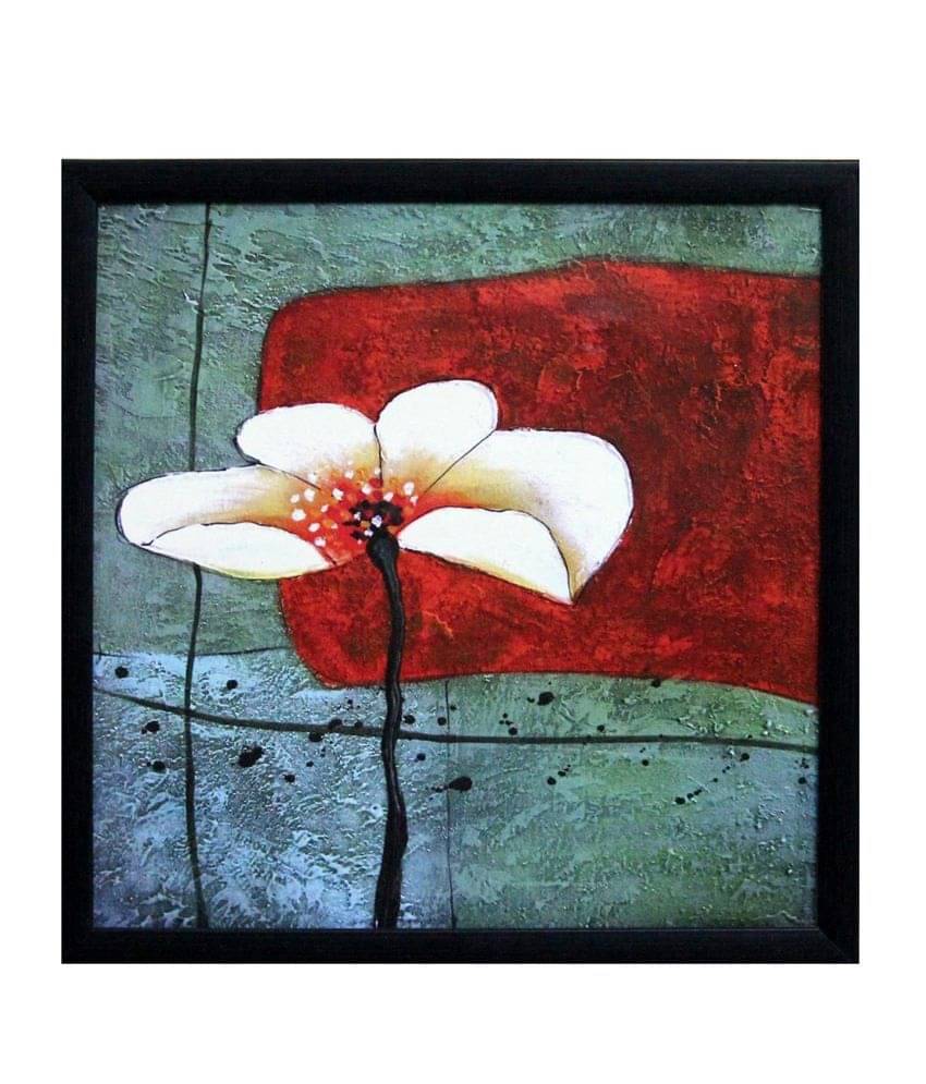     			eCraftIndia Beautiful White Flower Satin Matt Texture Framed UV Art Print