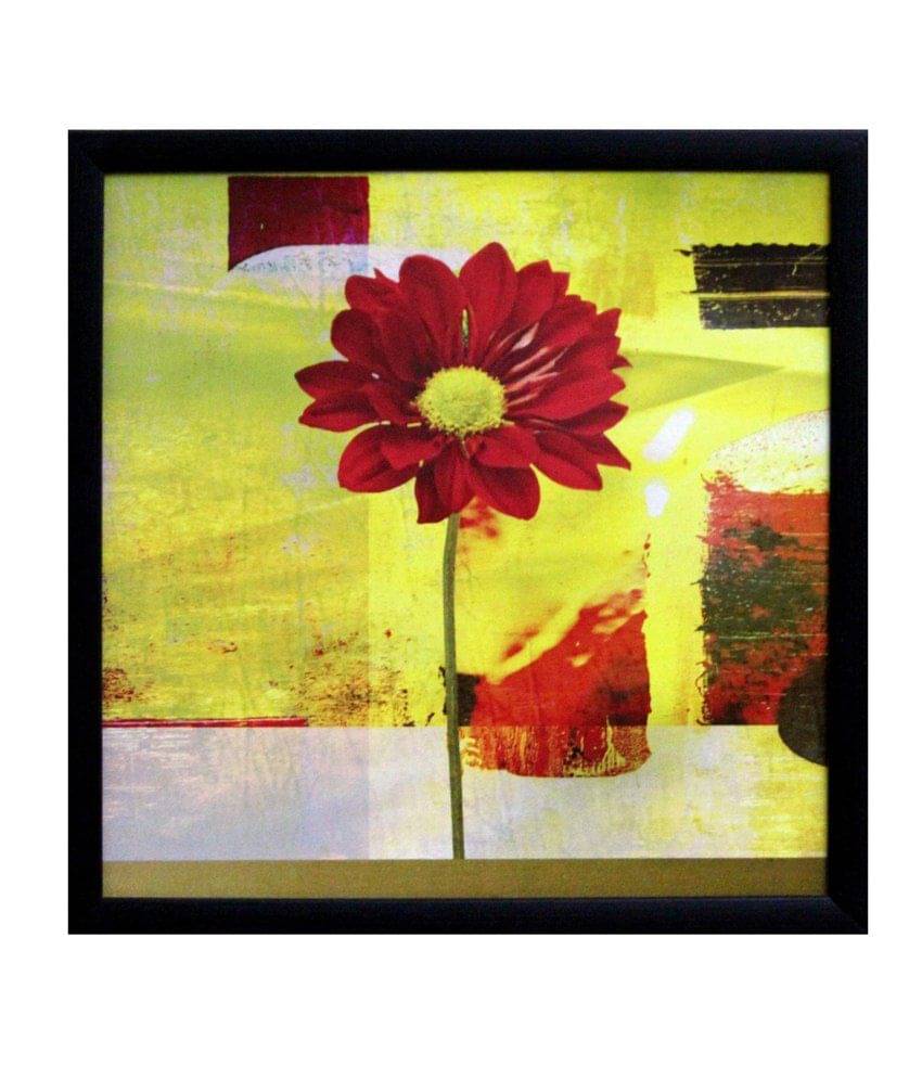     			eCraftIndia Red Sunflower Design Satin Matt Texture Framed UV Art Print
