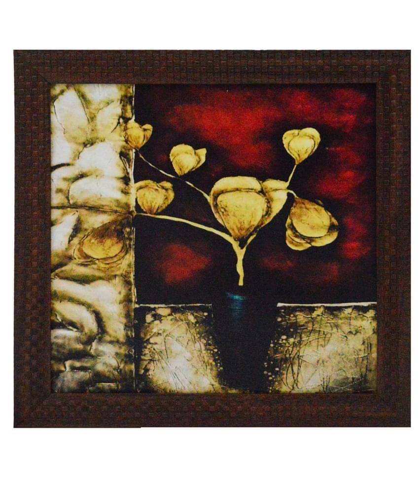     			eCraftIndia Flower Pot Design Satin Matt Texture Framed UV Art Print