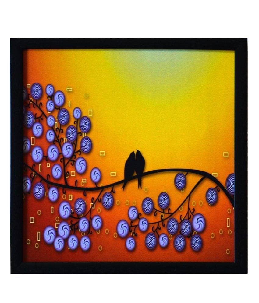     			eCraftIndia Floral Theme Satin Matt Texture Framed UV Art Print