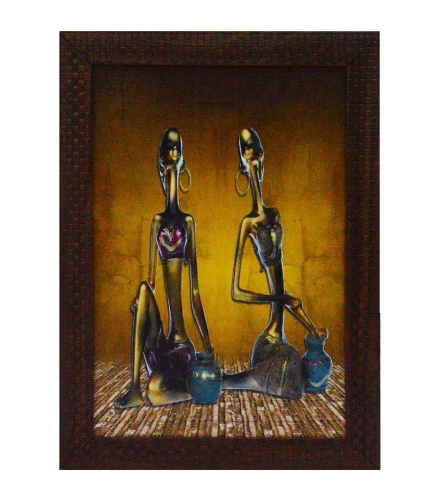    			eCraftIndia Tribal Lady Satin Matt Texture Framed UV Art Print