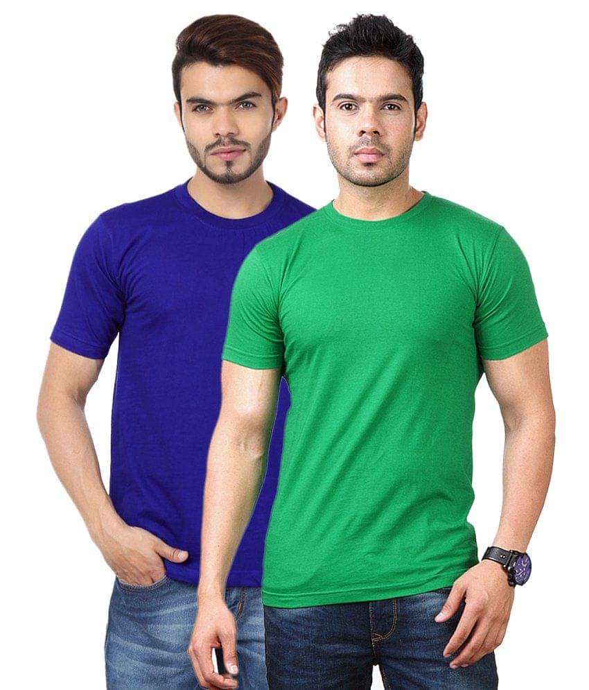 Funky Guys Green And Blue Polyster Slim Fit Round Neck T-Shirt ( Pack of 2 ) Funky Guys Green And Blue Polyster Slim Fit Round Neck T-Shirt ( Pack of 2 )