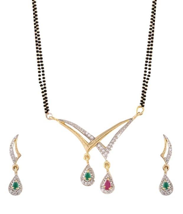Youbella Designer American Diamond Mangalsutra Set with Chain