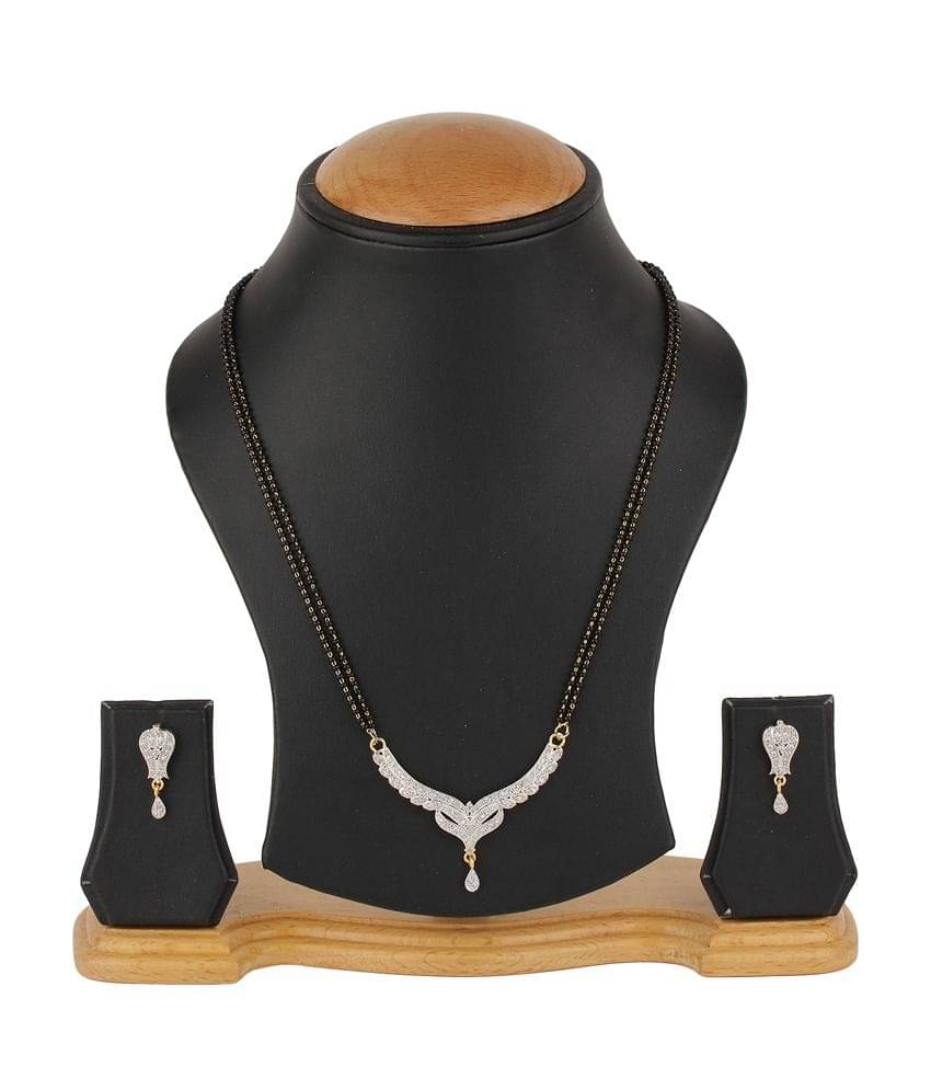 Youbella Silver Alloy Mangalsutra Set With Chain     			Youbella Silver Alloy Mangalsutra Set With Chain