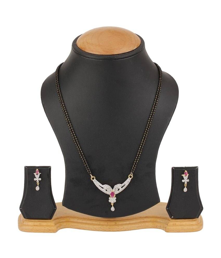 Youbella Silver Alloy Mangalsutra Set With Chain     			Youbella Silver Alloy Mangalsutra Set With Chain