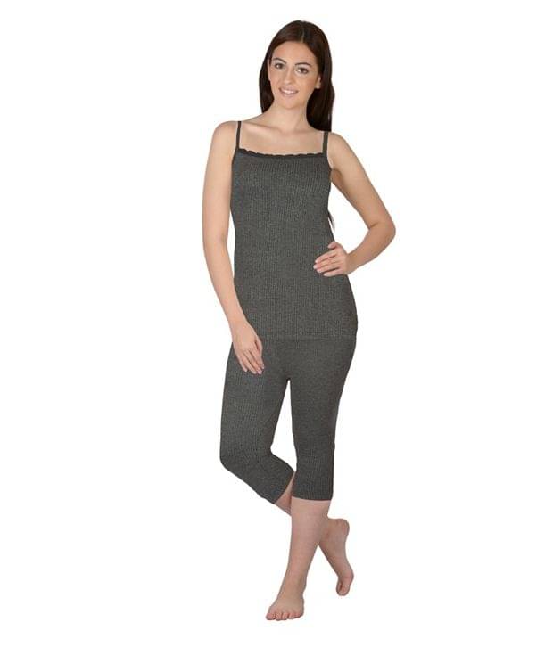 Selfcare Gray Viscose Thermal Women's Pyjama & Top Set Selfcare Gray Viscose Thermal Women's Pyjama & Top Set