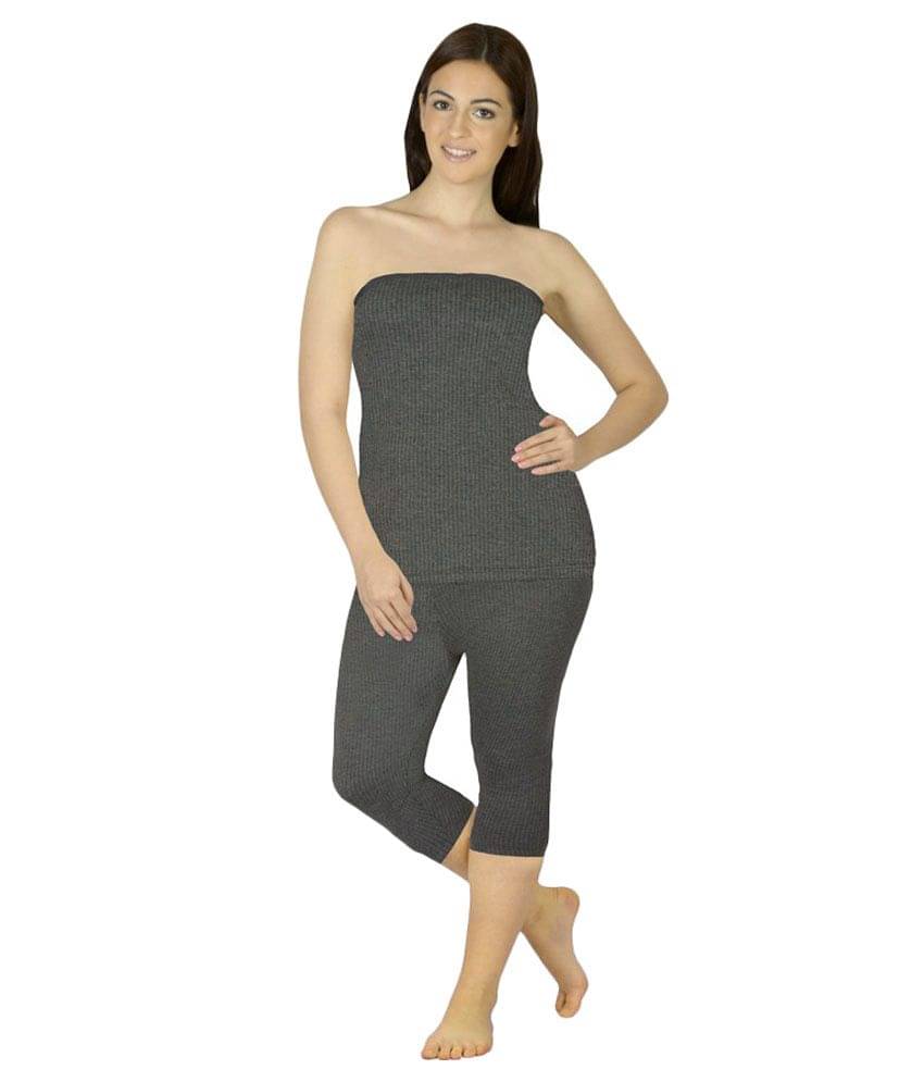     			Selfcare Gray Viscose Thermal Women's Pyjama & Top Set