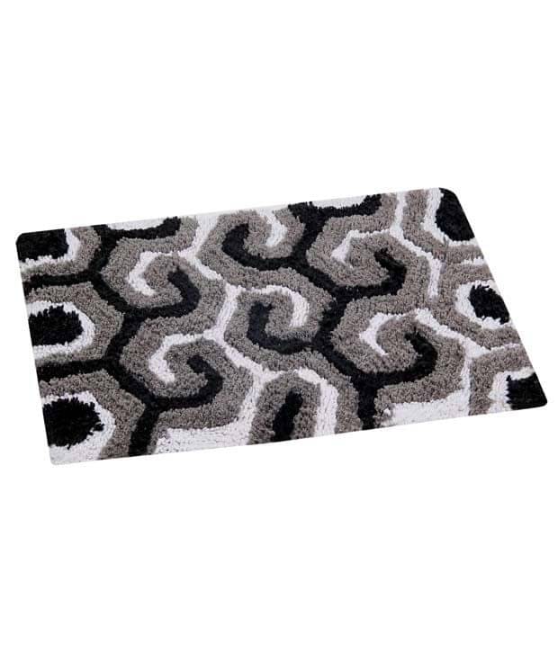     			Aazeem Black Cotton Checks Floor Mat