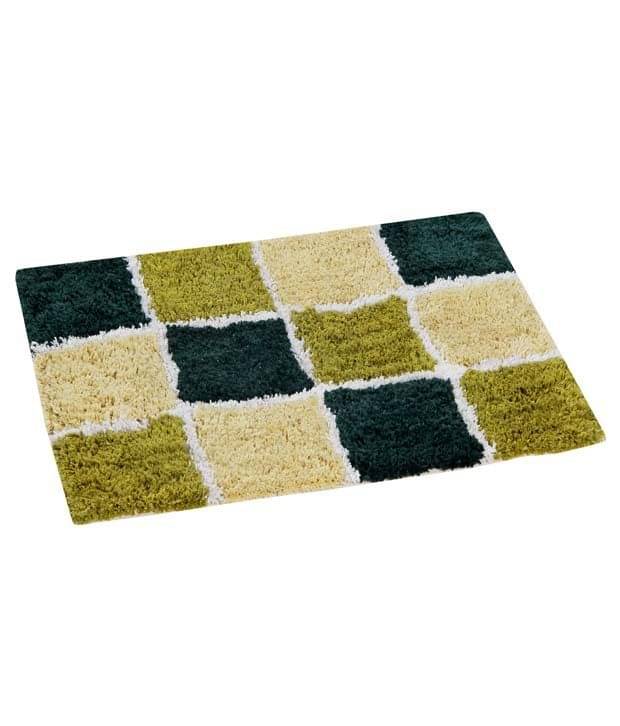     			Aazeem Green Cotton Checks Floor Mat