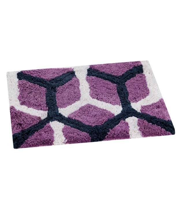     			Aazeem Purple Cotton Floral Floor Mat