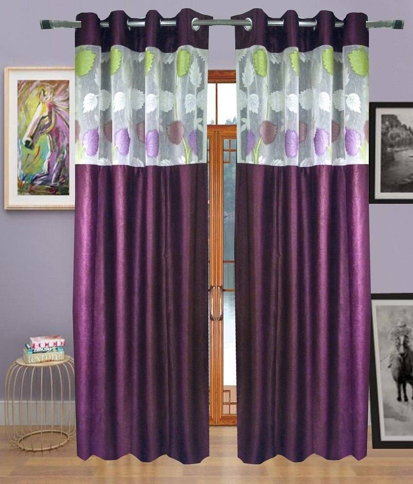 Homefab India Plain Semi-Transparent Eyelet Door Curtain 7ft (Pack of 2) - Multicolor Homefab India Plain Semi-Transparent Eyelet Door Curtain 7ft (Pack of 2) - Multicolor
