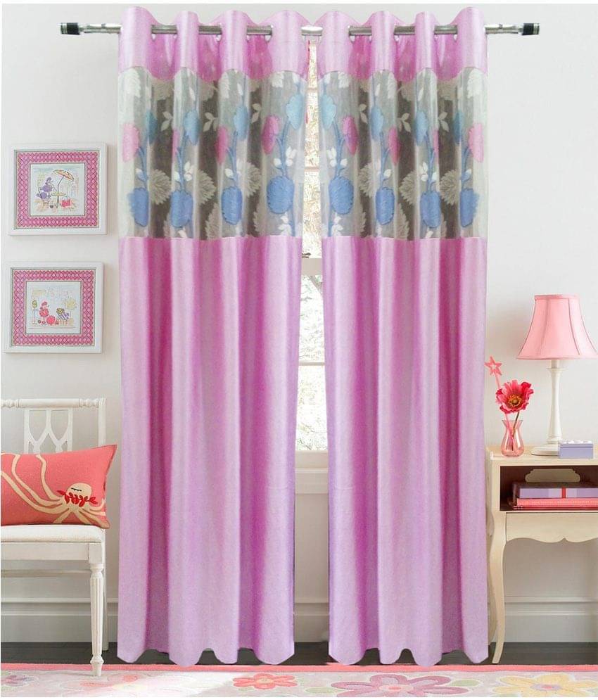 Homefab India Set of 2 Door Eyelet Curtains Solid Pink Homefab India Set of 2 Door Eyelet Curtains Solid Pink