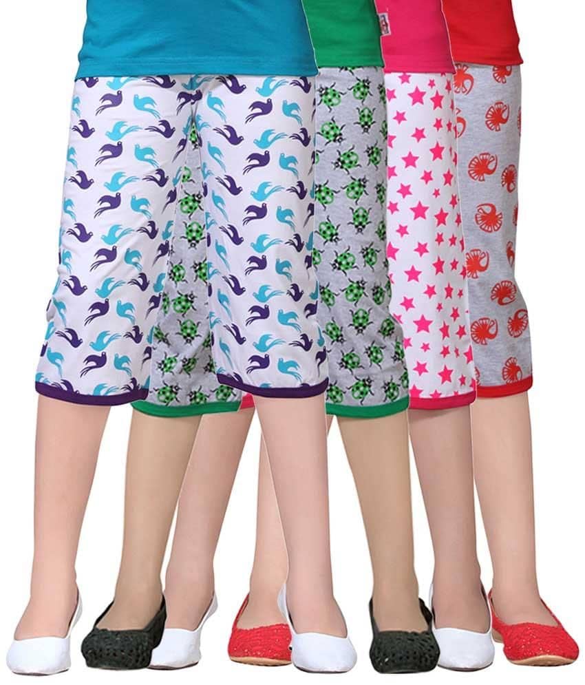 Sini Mini Pack of 4 Girls Capris ( Multicolor )