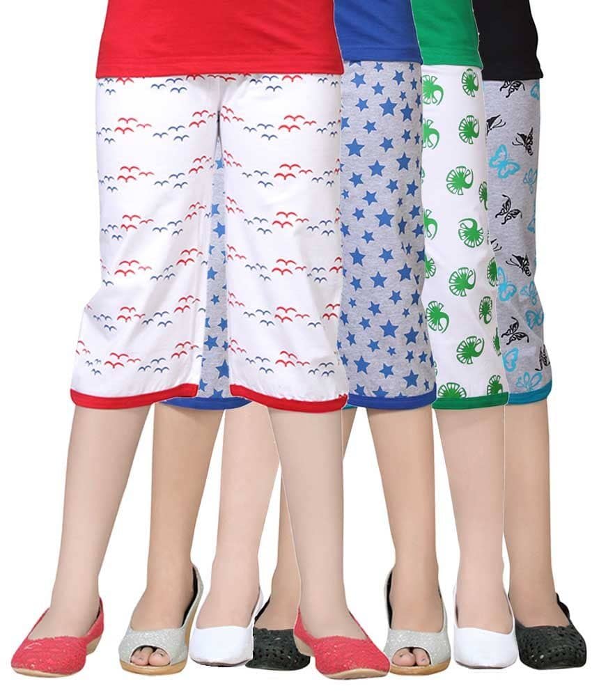 Sini Mini Pack of 4 Girls Capris ( Multicolor )