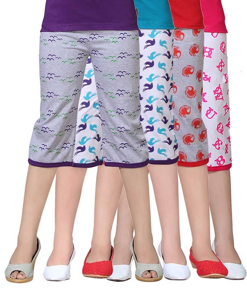 Sini Mini Pack of 4 Girls Capris ( Multicolor )