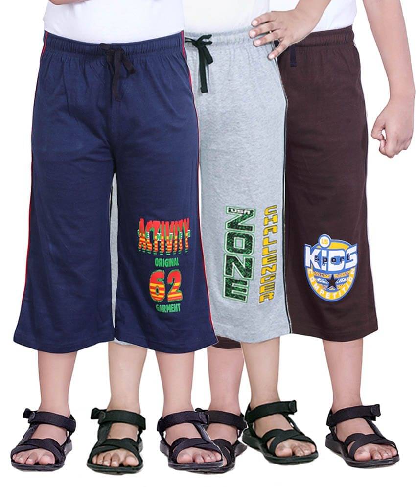     			Dongli Pack of 3 Cotton Three-Fourth For Boys ( Multi Color )