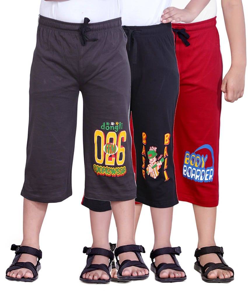     			Dongli Pack of 3 Cotton Three-Fourth For Boys ( Multi Color )