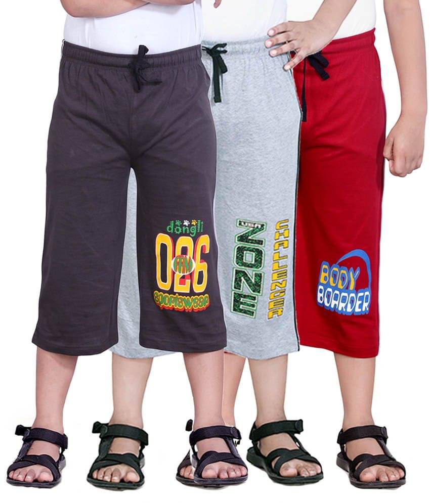     			Dongli Pack of 3 Cotton Three-Fourth For Boys ( Multi Color )