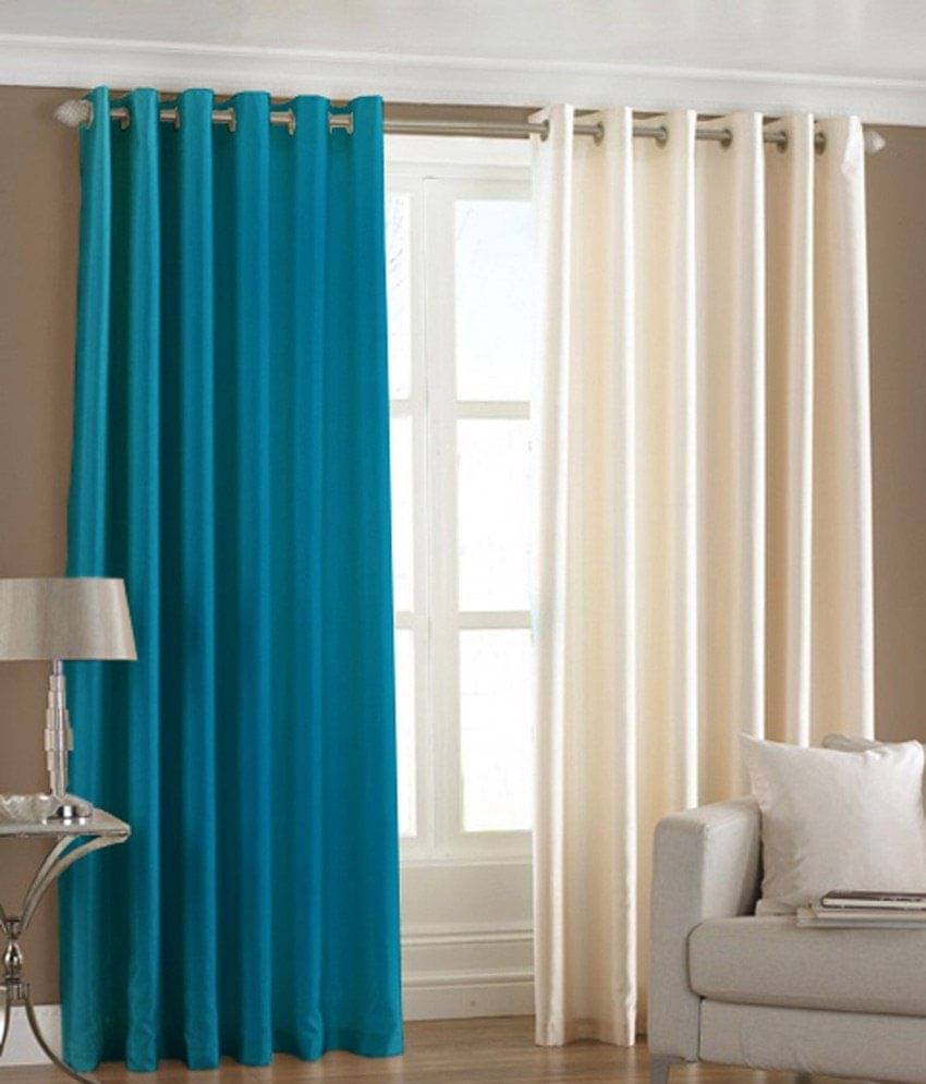     			Homefab India Plain Semi-Transparent Eyelet Window Curtain 5ft (Pack of 2) - Multicolor