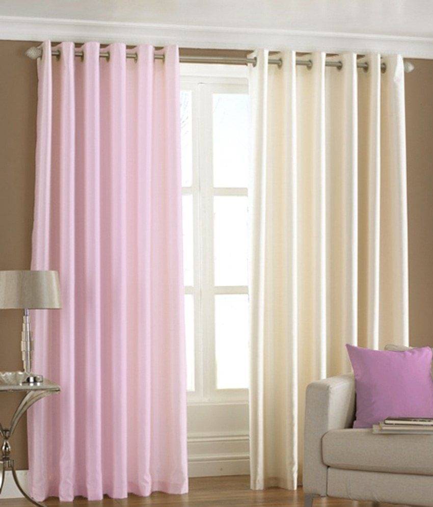     			Homefab India Plain Semi-Transparent Eyelet Window Curtain 5ft (Pack of 2) - Multicolor