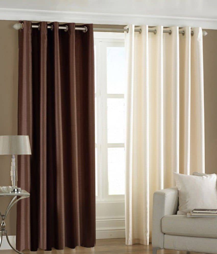 Homefab India Plain Semi-Transparent Eyelet Window Curtain 5ft (Pack of 2) - Multicolor