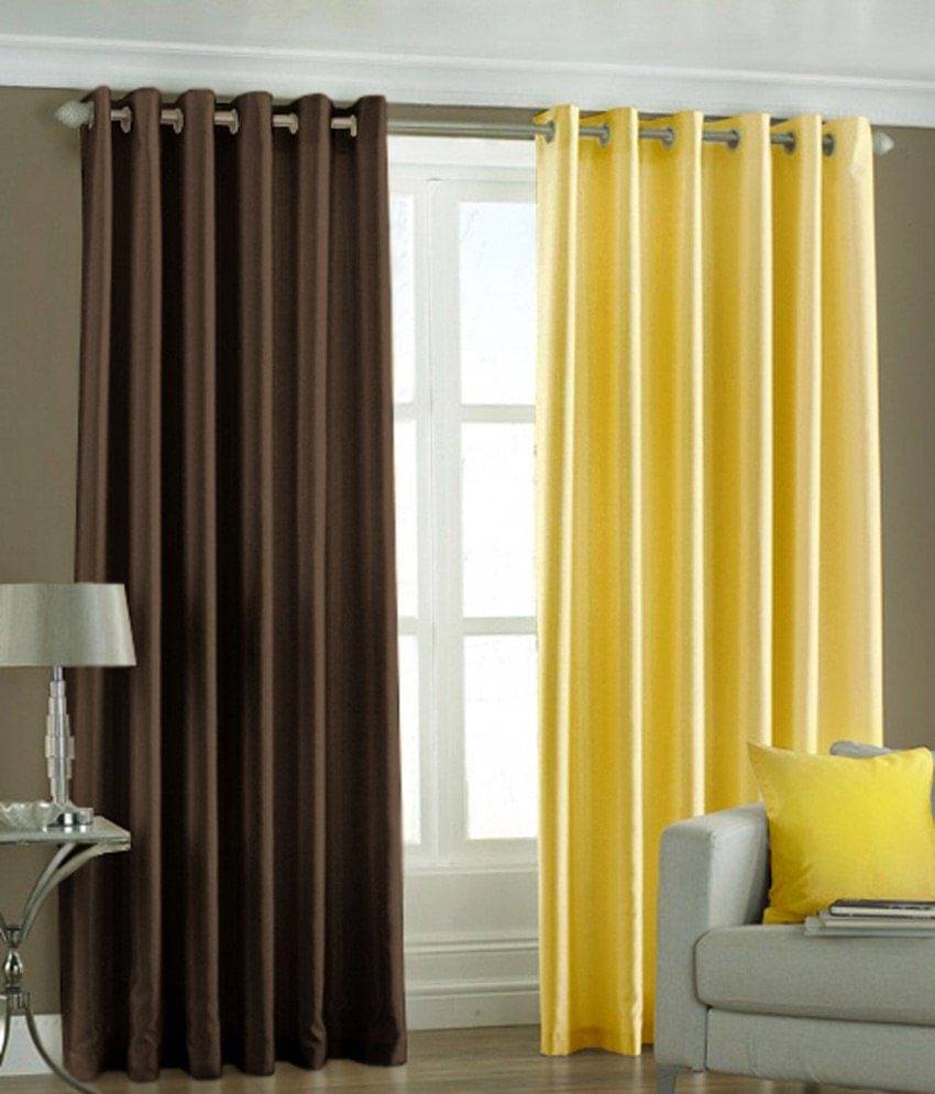 Homefab India Plain Semi-Transparent Eyelet Window Curtain 5ft (Pack of 2) - Multicolor Homefab India Plain Semi-Transparent Eyelet Window Curtain 5ft (Pack of 2) - Multicolor